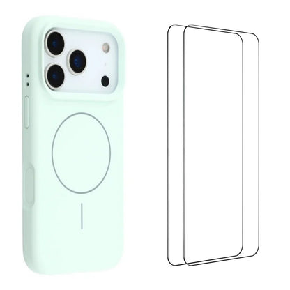 WANLONFENG For iPhone 17 Pro Max Case Compatible with MagSafe  XQ Series TPU Liquid Silicone Phone Cover with 2 Tempered Glass Films