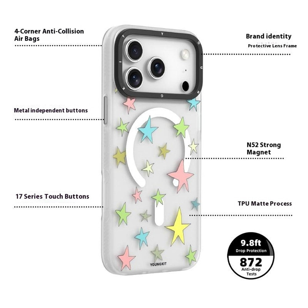 YOUNGKIT Sweetheart Story Series For iPhone 17 Pro Magnetic Case IMD Shockproof TPU Phone Back Cover