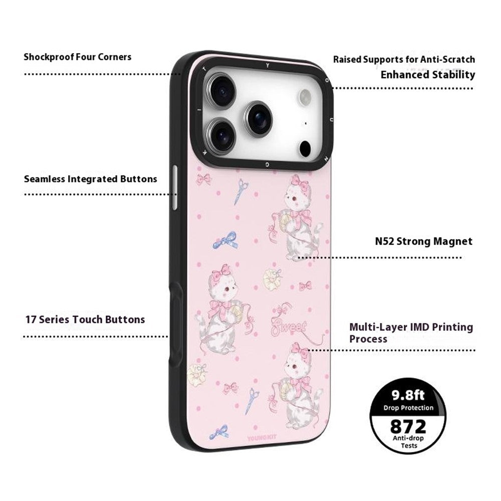 YOUNGKIT Cute Moments Series For iPhone 17 Pro Max Magnetic Case IMD Shockproof TPU Phone Back Cover