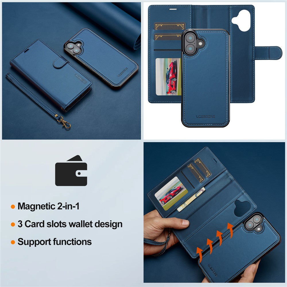 LC.IMEEKE L2 Series for iPhone 17 Case PU Leather Wallet Detachable Magnetic Phone Cover
