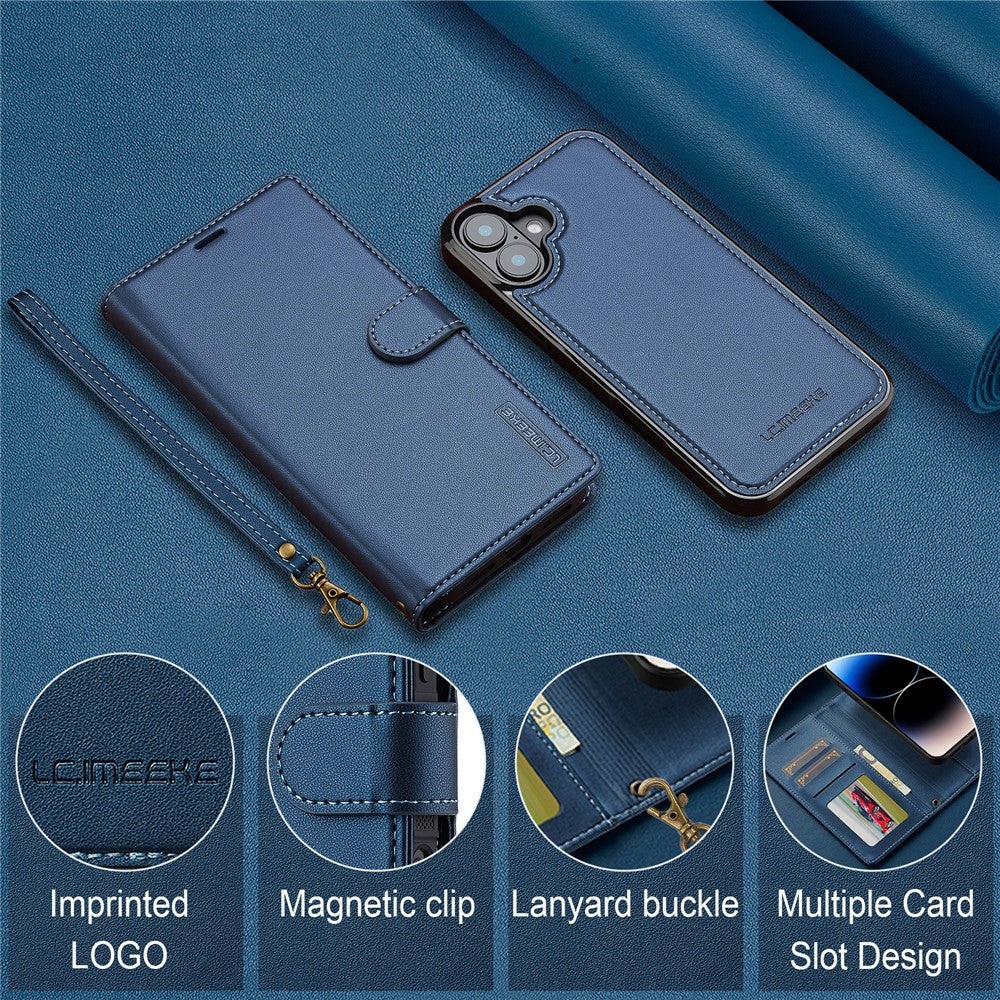 LC.IMEEKE L2 Series for iPhone 17 Case PU Leather Wallet Detachable Magnetic Phone Cover