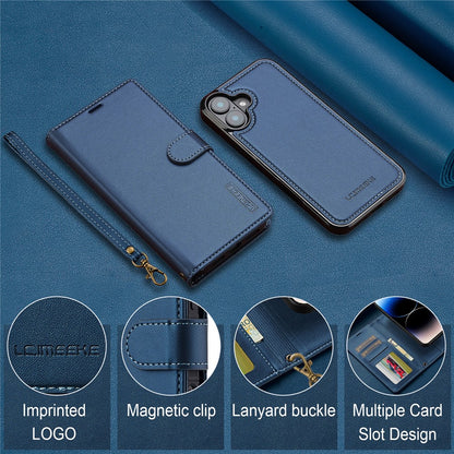 LC.IMEEKE L2 Series for iPhone 17 Case PU Leather Wallet Detachable Magnetic Phone Cover