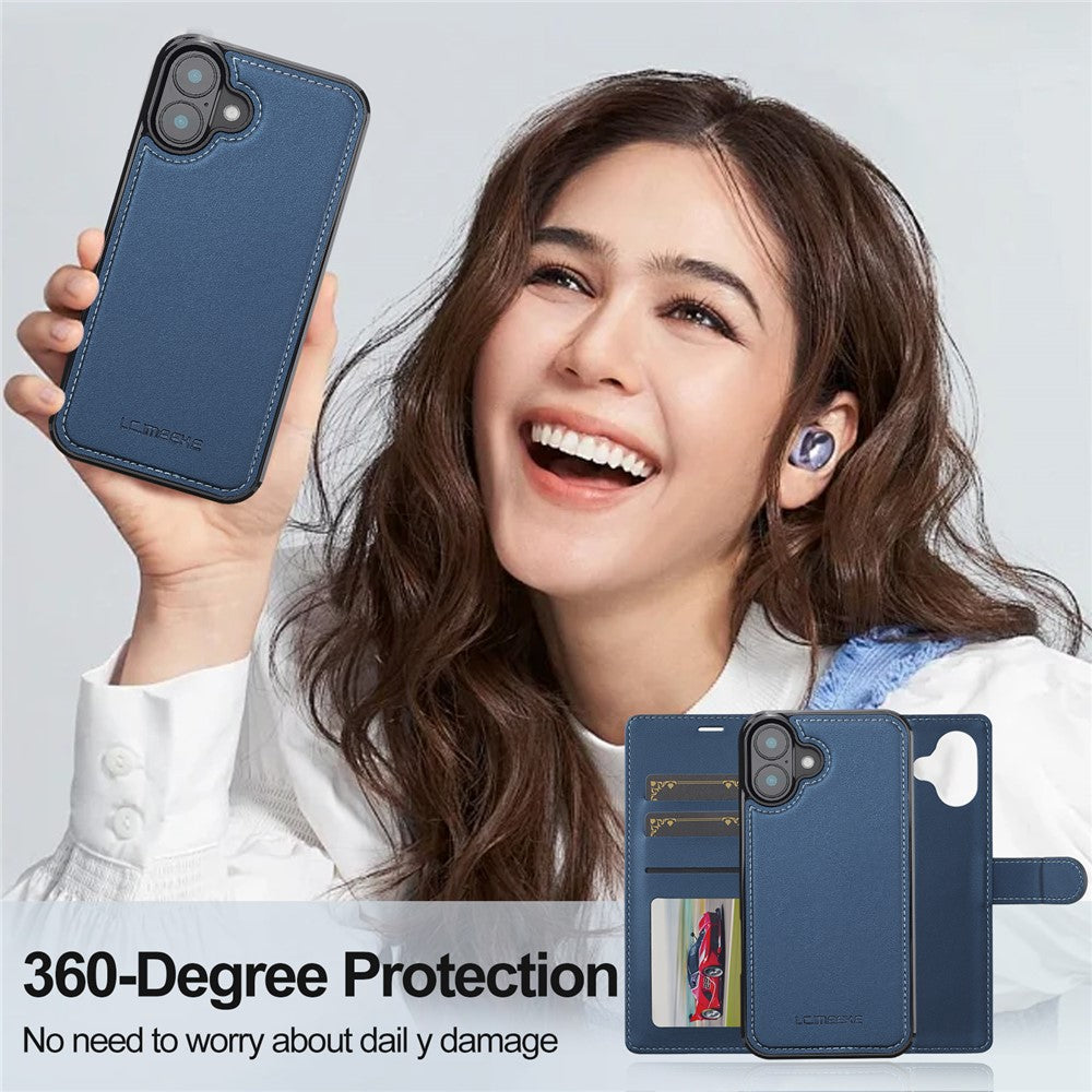 LC.IMEEKE L2 Series for iPhone 17 Case PU Leather Wallet Detachable Magnetic Phone Cover