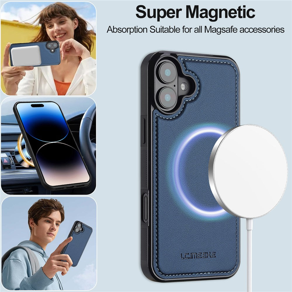 LC.IMEEKE L2 Series for iPhone 17 Case PU Leather Wallet Detachable Magnetic Phone Cover