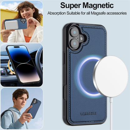 LC.IMEEKE L2 Series for iPhone 17 Case PU Leather Wallet Detachable Magnetic Phone Cover