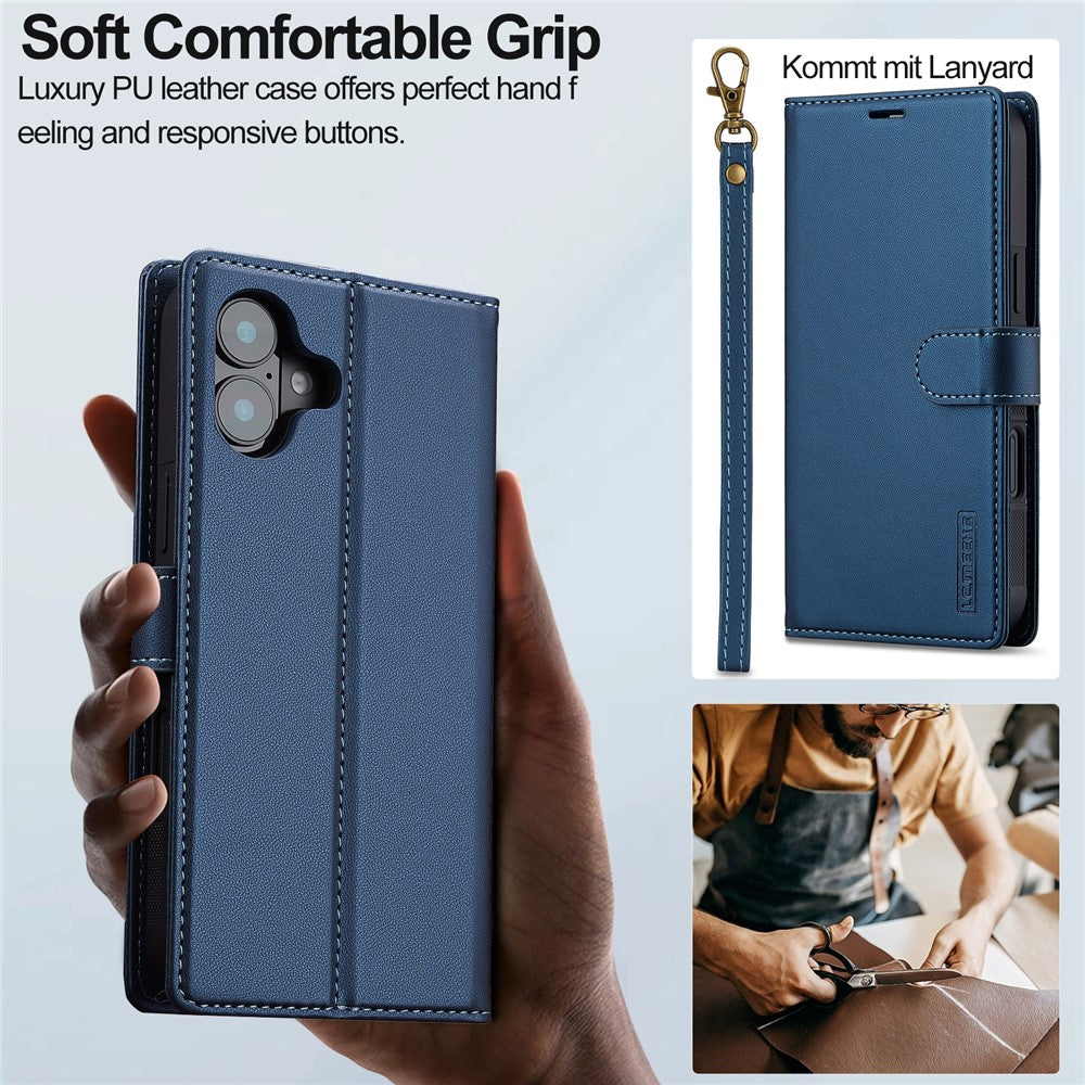LC.IMEEKE L2 Series for iPhone 17 Case PU Leather Wallet Detachable Magnetic Phone Cover
