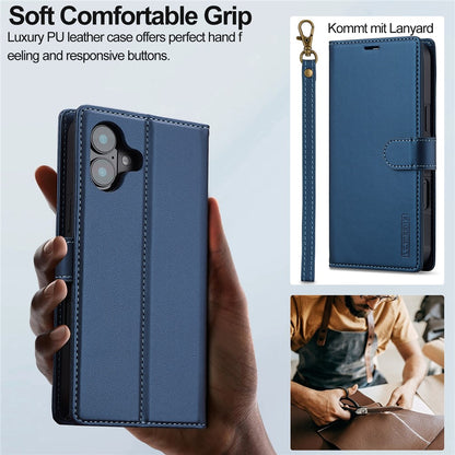 LC.IMEEKE L2 Series for iPhone 17 Case PU Leather Wallet Detachable Magnetic Phone Cover