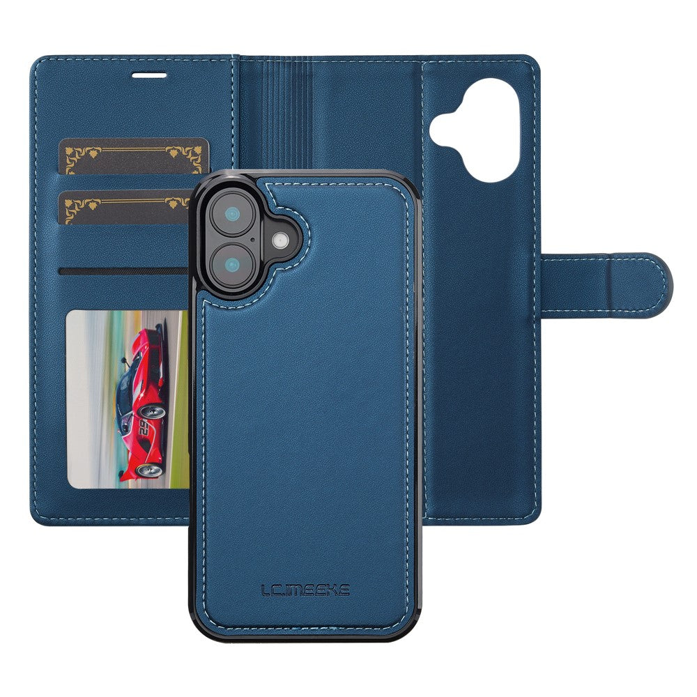 LC.IMEEKE L2 Series for iPhone 17 Case PU Leather Wallet Detachable Magnetic Phone Cover