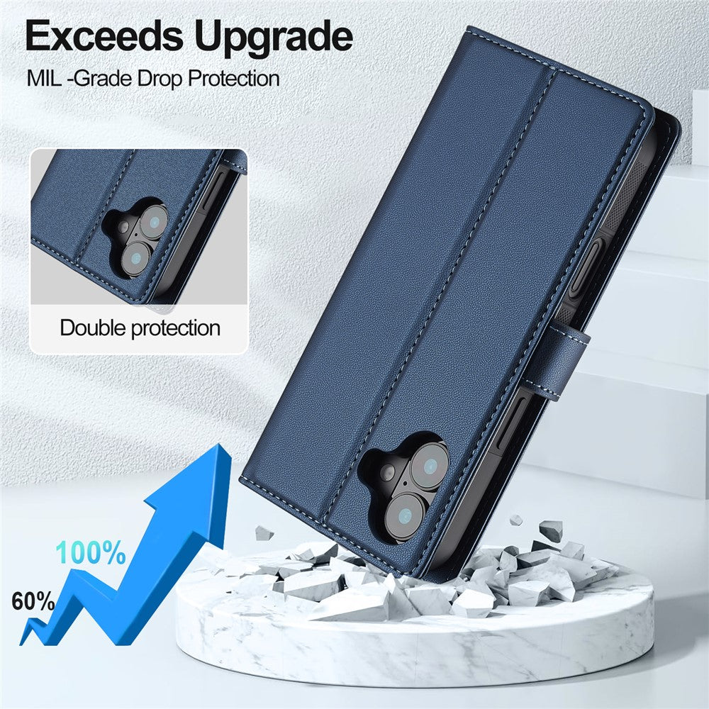 LC.IMEEKE L2 Series for iPhone 17 Case PU Leather Wallet Detachable Magnetic Phone Cover