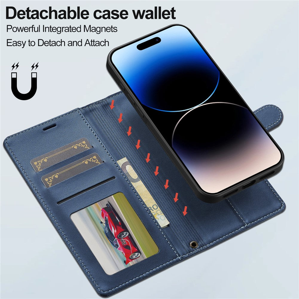 LC.IMEEKE L2 Series for iPhone 17 Case PU Leather Wallet Detachable Magnetic Phone Cover