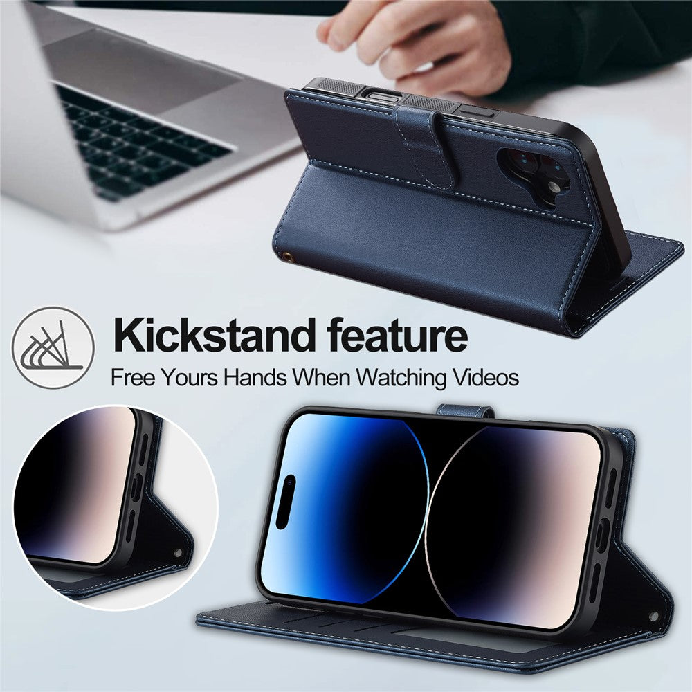 LC.IMEEKE L2 Series for iPhone 17 Case PU Leather Wallet Detachable Magnetic Phone Cover