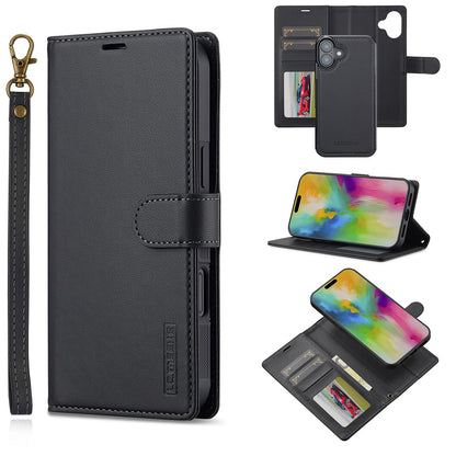 LC.IMEEKE L2 Series for iPhone 17 Case PU Leather Wallet Detachable Magnetic Phone Cover
