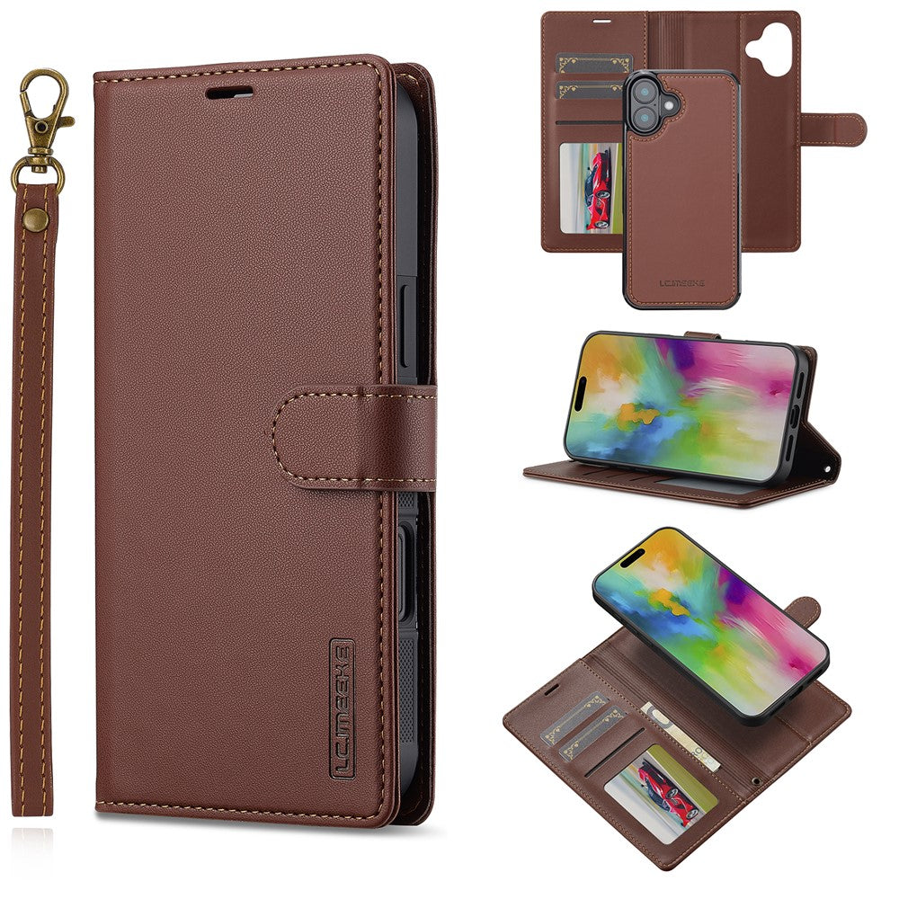 LC.IMEEKE L2 Series for iPhone 17 Case PU Leather Wallet Detachable Magnetic Phone Cover
