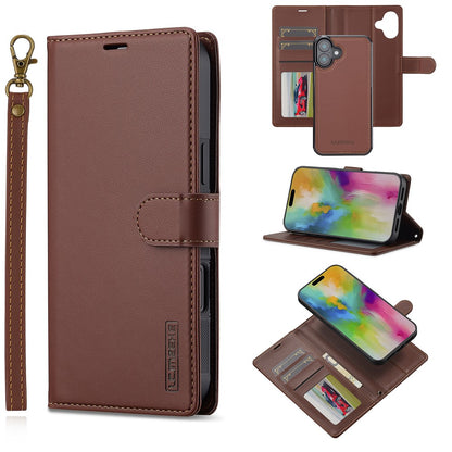 LC.IMEEKE L2 Series for iPhone 17 Case PU Leather Wallet Detachable Magnetic Phone Cover