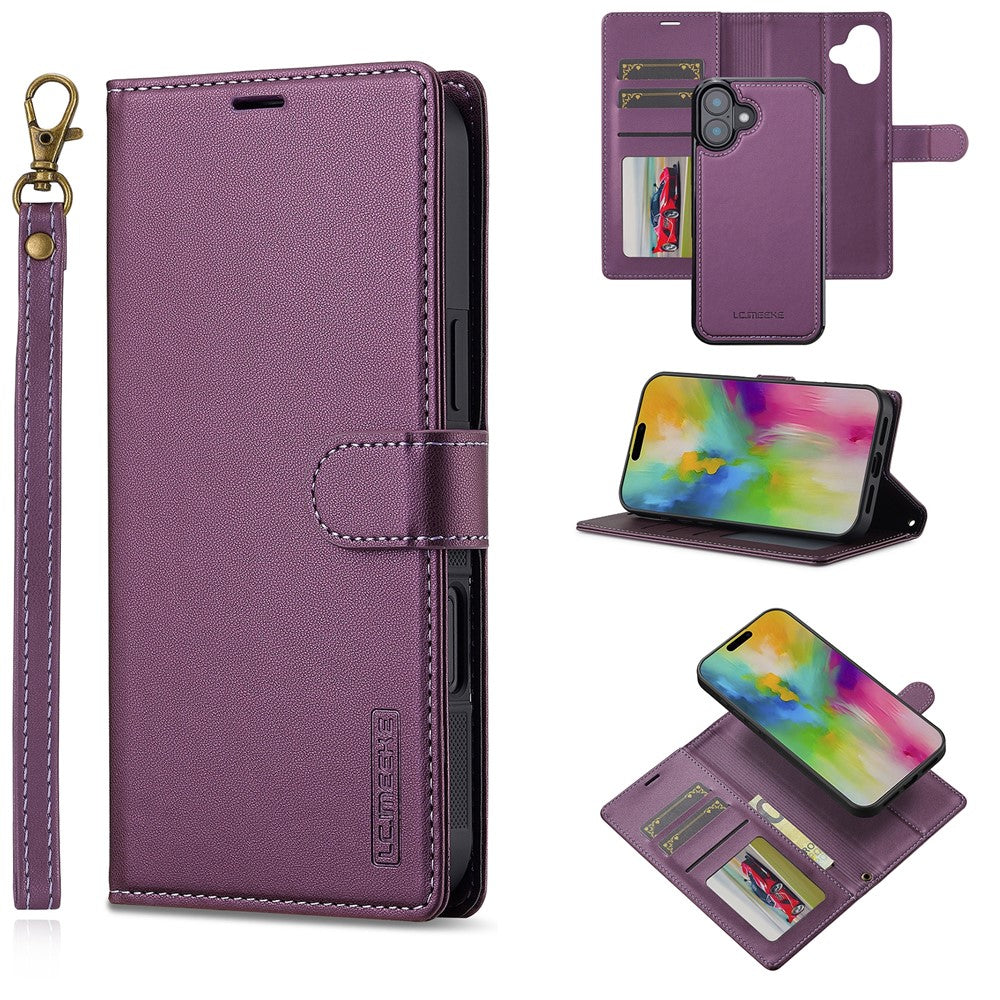 LC.IMEEKE L2 Series for iPhone 17 Case PU Leather Wallet Detachable Magnetic Phone Cover