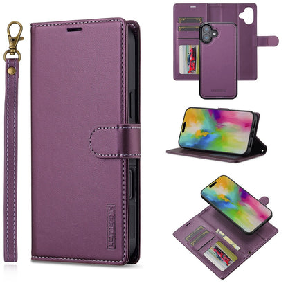 LC.IMEEKE L2 Series for iPhone 17 Case PU Leather Wallet Detachable Magnetic Phone Cover