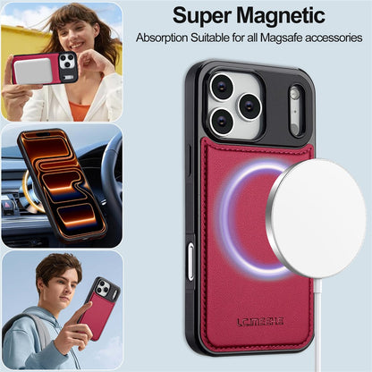 LC.IMEEKE L2 Series for iPhone 17 Pro Case PU Leather Wallet Detachable Magnetic Phone Cover