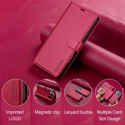 LC.IMEEKE L2 Series for iPhone 17 Pro Case PU Leather Wallet Detachable Magnetic Phone Cover