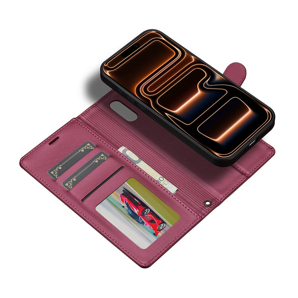 LC.IMEEKE L2 Series for iPhone 17 Pro Case PU Leather Wallet Detachable Magnetic Phone Cover