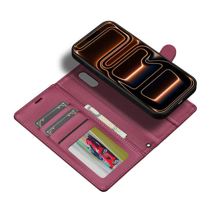 LC.IMEEKE L2 Series for iPhone 17 Pro Case PU Leather Wallet Detachable Magnetic Phone Cover