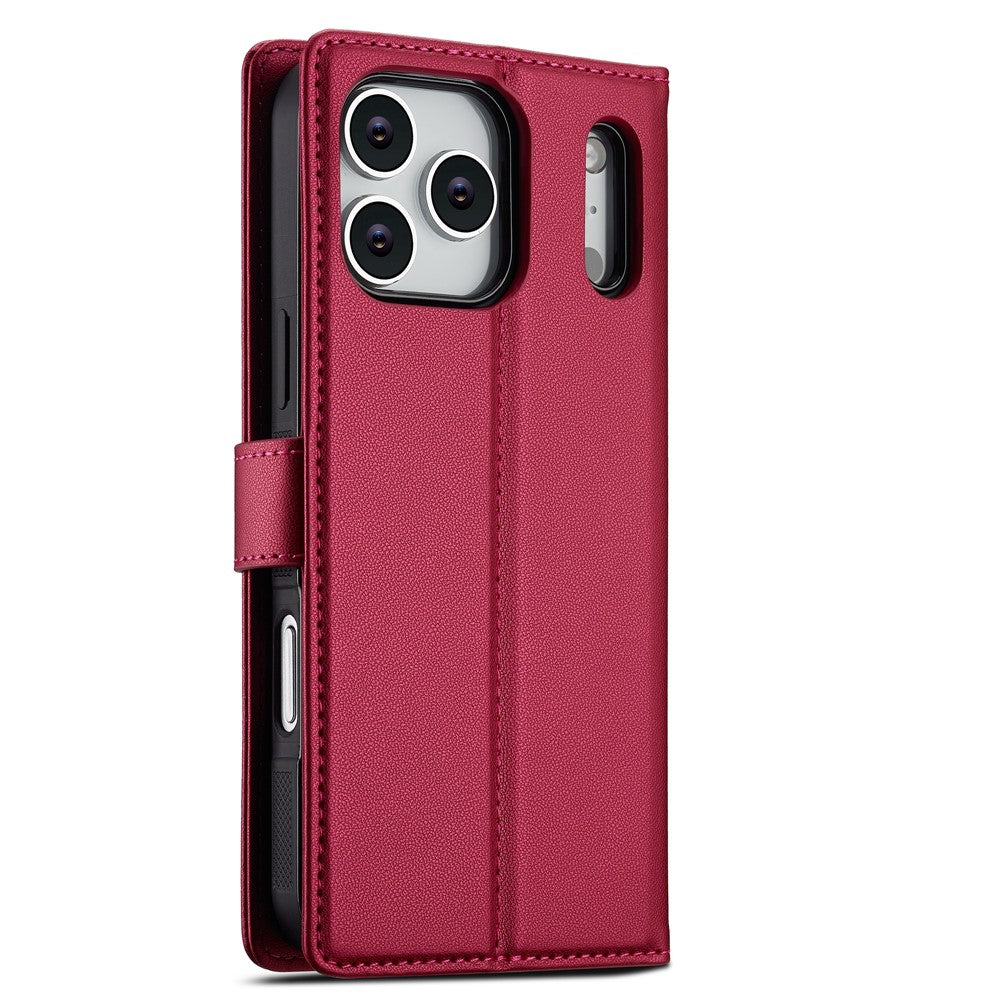 LC.IMEEKE L2 Series for iPhone 17 Pro Case PU Leather Wallet Detachable Magnetic Phone Cover