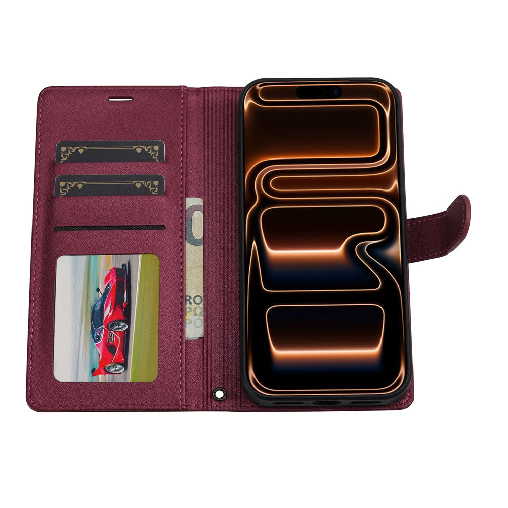 LC.IMEEKE L2 Series for iPhone 17 Pro Case PU Leather Wallet Detachable Magnetic Phone Cover