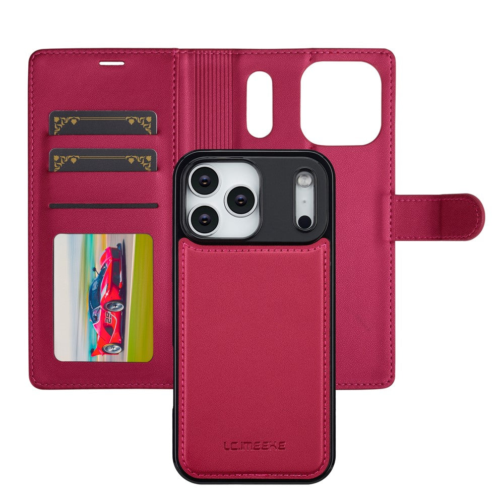 LC.IMEEKE L2 Series for iPhone 17 Pro Case PU Leather Wallet Detachable Magnetic Phone Cover