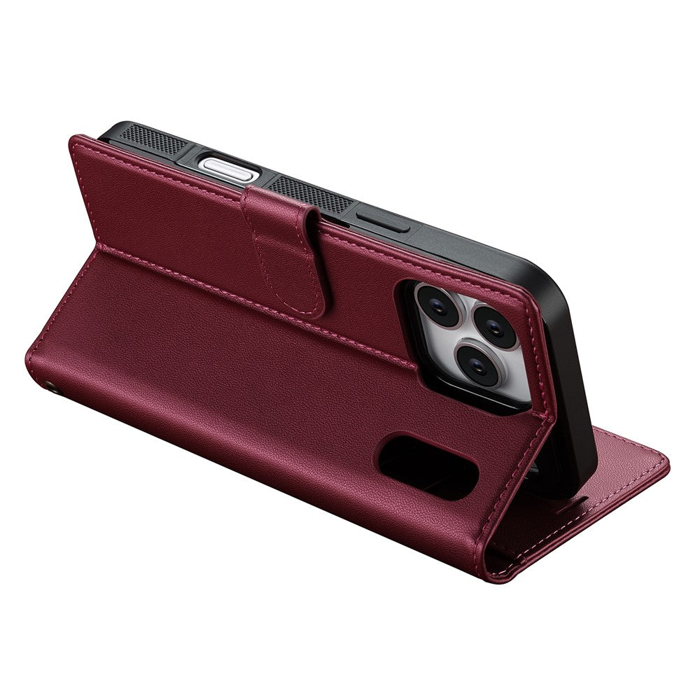 LC.IMEEKE L2 Series for iPhone 17 Pro Case PU Leather Wallet Detachable Magnetic Phone Cover