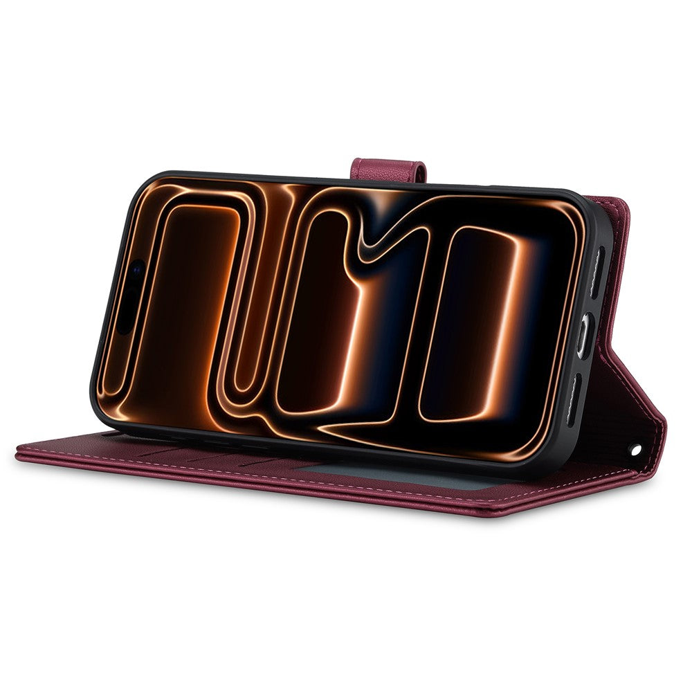 LC.IMEEKE L2 Series for iPhone 17 Pro Case PU Leather Wallet Detachable Magnetic Phone Cover