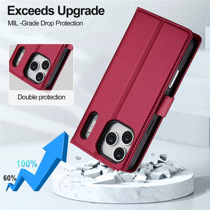 LC.IMEEKE L2 Series for iPhone 17 Pro Case PU Leather Wallet Detachable Magnetic Phone Cover