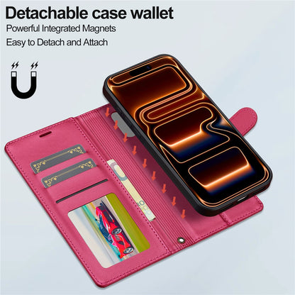 LC.IMEEKE L2 Series for iPhone 17 Pro Case PU Leather Wallet Detachable Magnetic Phone Cover
