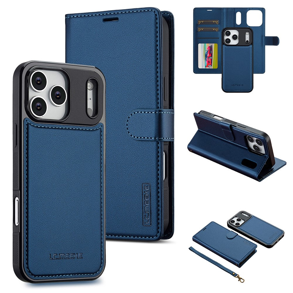 LC.IMEEKE L2 Series for iPhone 17 Pro Case PU Leather Wallet Detachable Magnetic Phone Cover