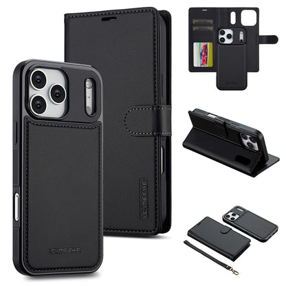 LC.IMEEKE L2 Series for iPhone 17 Pro Case PU Leather Wallet Detachable Magnetic Phone Cover