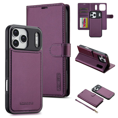 LC.IMEEKE L2 Series for iPhone 17 Pro Case PU Leather Wallet Detachable Magnetic Phone Cover