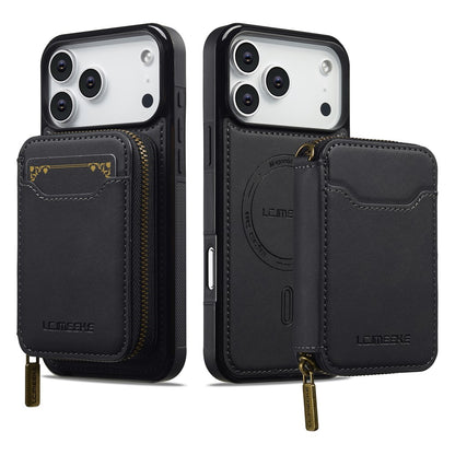 LC.IMEEKE L6 For iPhone 17 Pro Magnetic Case Detachable Zipper Wallet Leather Coated PC + TPU Phone Cover