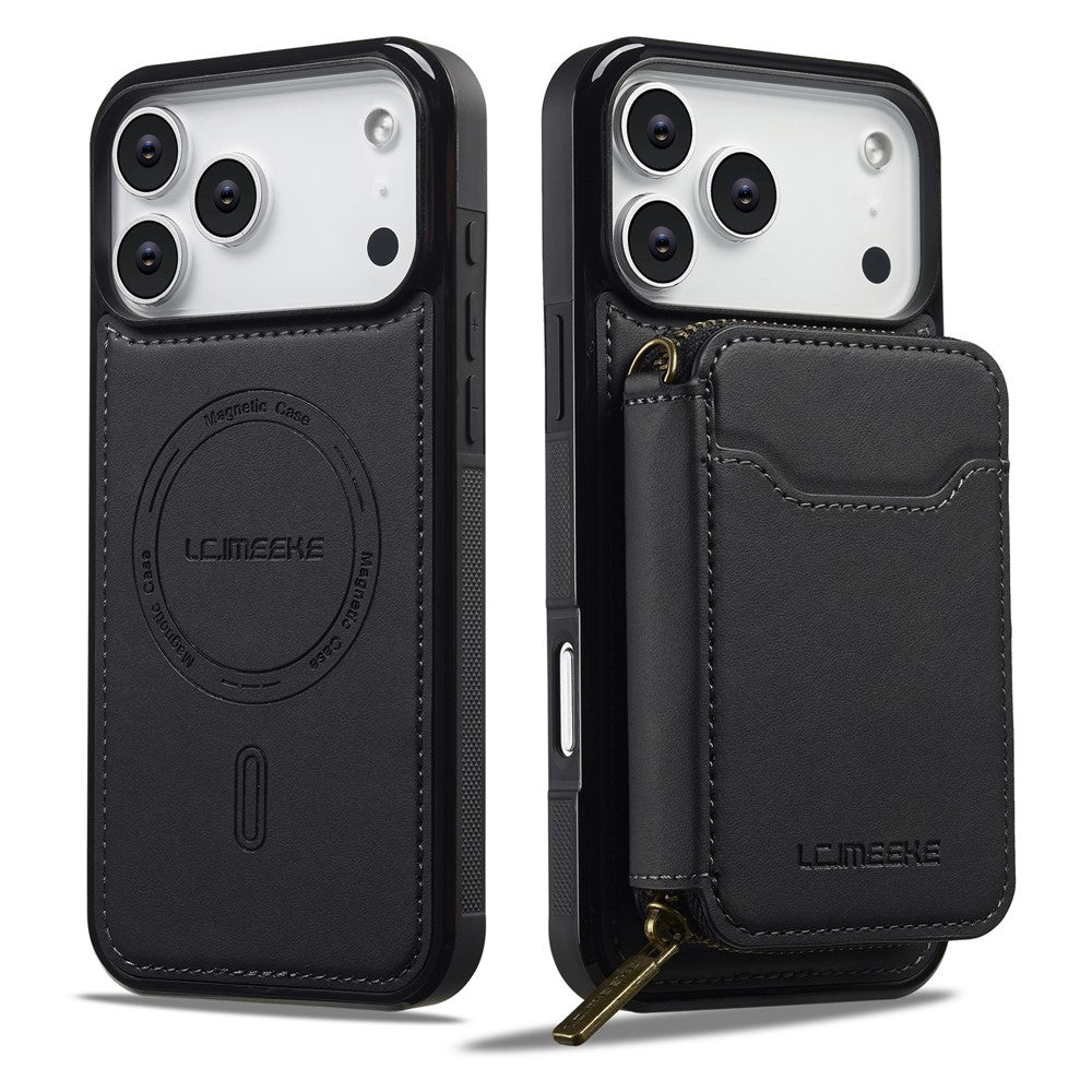 LC.IMEEKE L6 For iPhone 17 Pro Magnetic Case Detachable Zipper Wallet Leather Coated PC + TPU Phone Cover