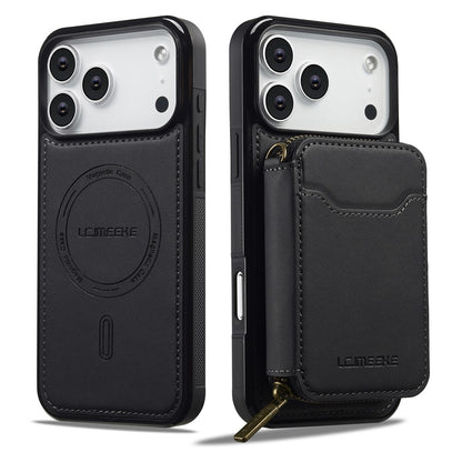 LC.IMEEKE L6 For iPhone 17 Pro Magnetic Case Detachable Zipper Wallet Leather Coated PC + TPU Phone Cover