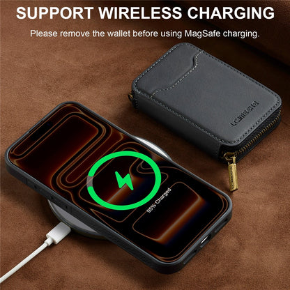 LC.IMEEKE L6 For iPhone 17 Pro Magnetic Case Detachable Zipper Wallet Leather Coated PC + TPU Phone Cover