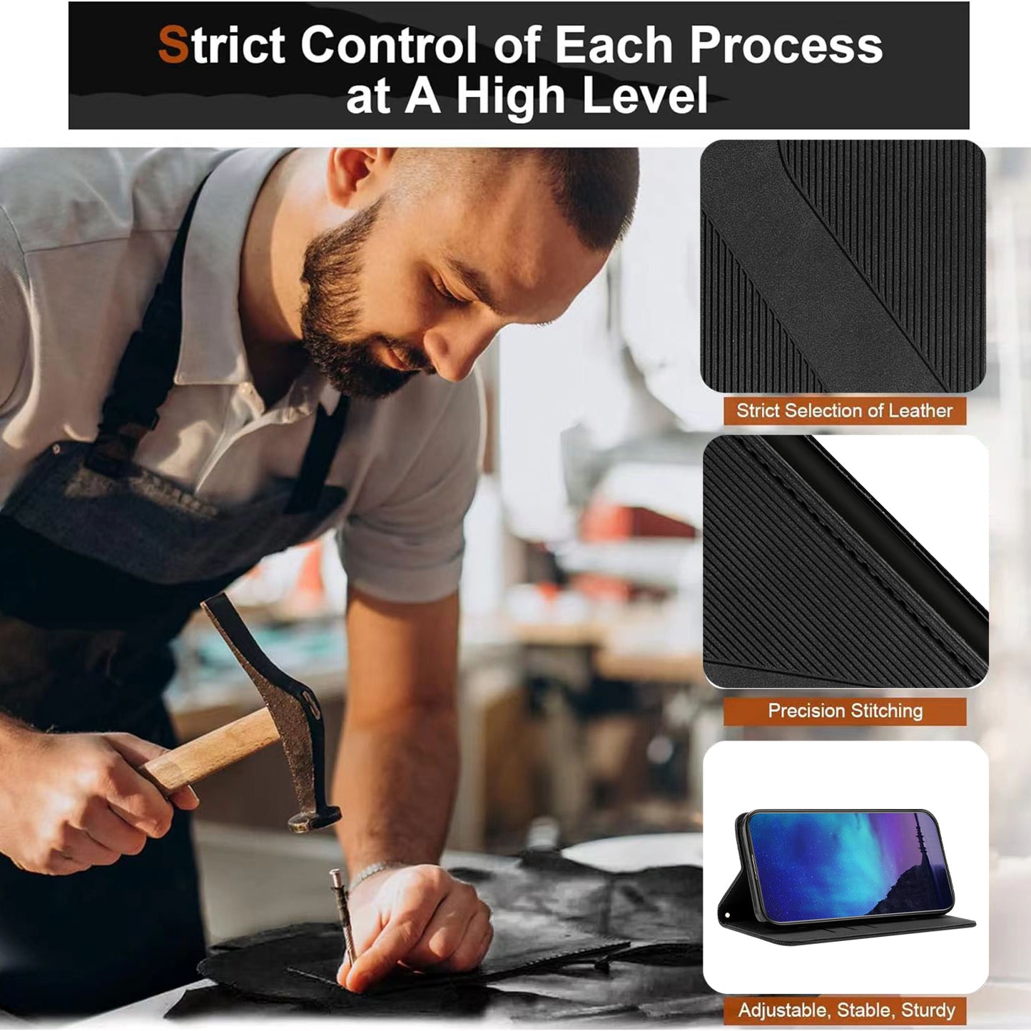 For iPhone 17 Pro Phone Cover Skin-touch Feel Leather Wallet Case with Stand