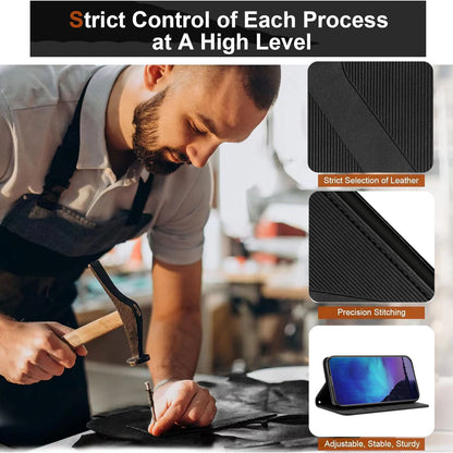 For iPhone 17 Pro Phone Cover Skin-touch Feel Leather Wallet Case with Stand
