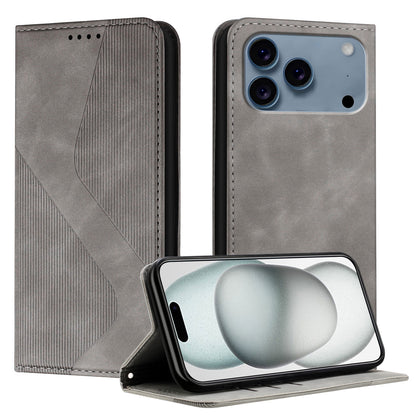 For iPhone 17 Pro Phone Cover Skin-touch Feel Leather Wallet Case with Stand