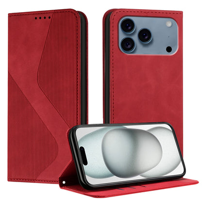 For iPhone 17 Pro Phone Cover Skin-touch Feel Leather Wallet Case with Stand
