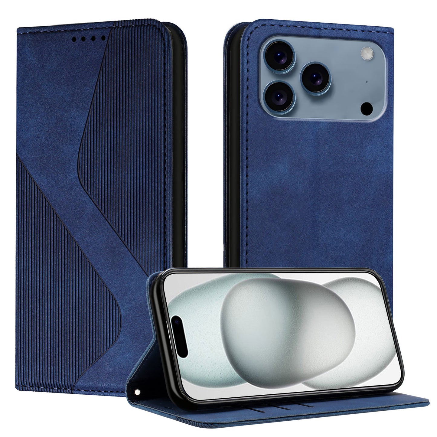 For iPhone 17 Pro Phone Cover Skin-touch Feel Leather Wallet Case with Stand