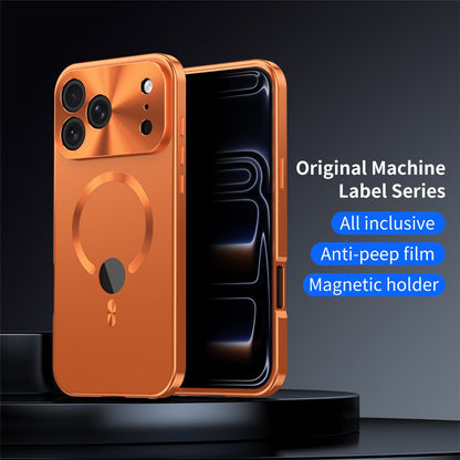 For iPhone 17 Pro Case Compatible with MagSafe PC + Metal Phone Cover with Anti Spy Screen Film