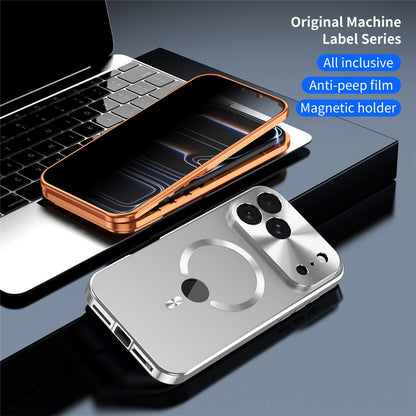 For iPhone 17 Pro Case Compatible with MagSafe PC + Metal Phone Cover with Anti Spy Screen Film