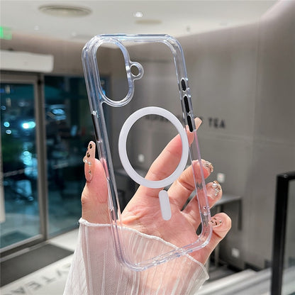For iPhone 17 Magnetic Clear Case PC +TPU Hybrid Phone Cover Compatible with MagSafe