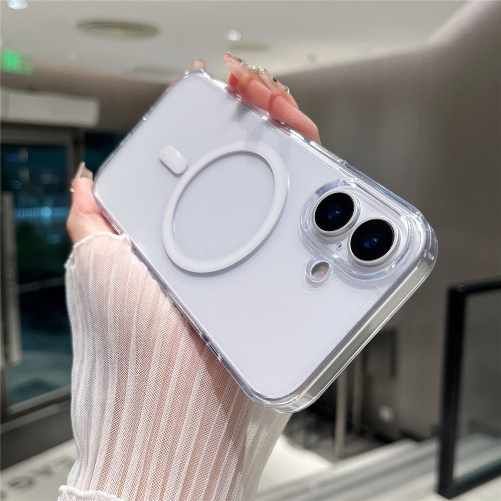 For iPhone 17 Magnetic Clear Case PC +TPU Hybrid Phone Cover Compatible with MagSafe
