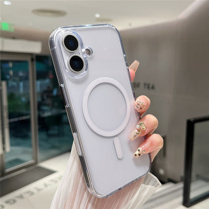 For iPhone 17 Magnetic Clear Case PC +TPU Hybrid Phone Cover Compatible with MagSafe