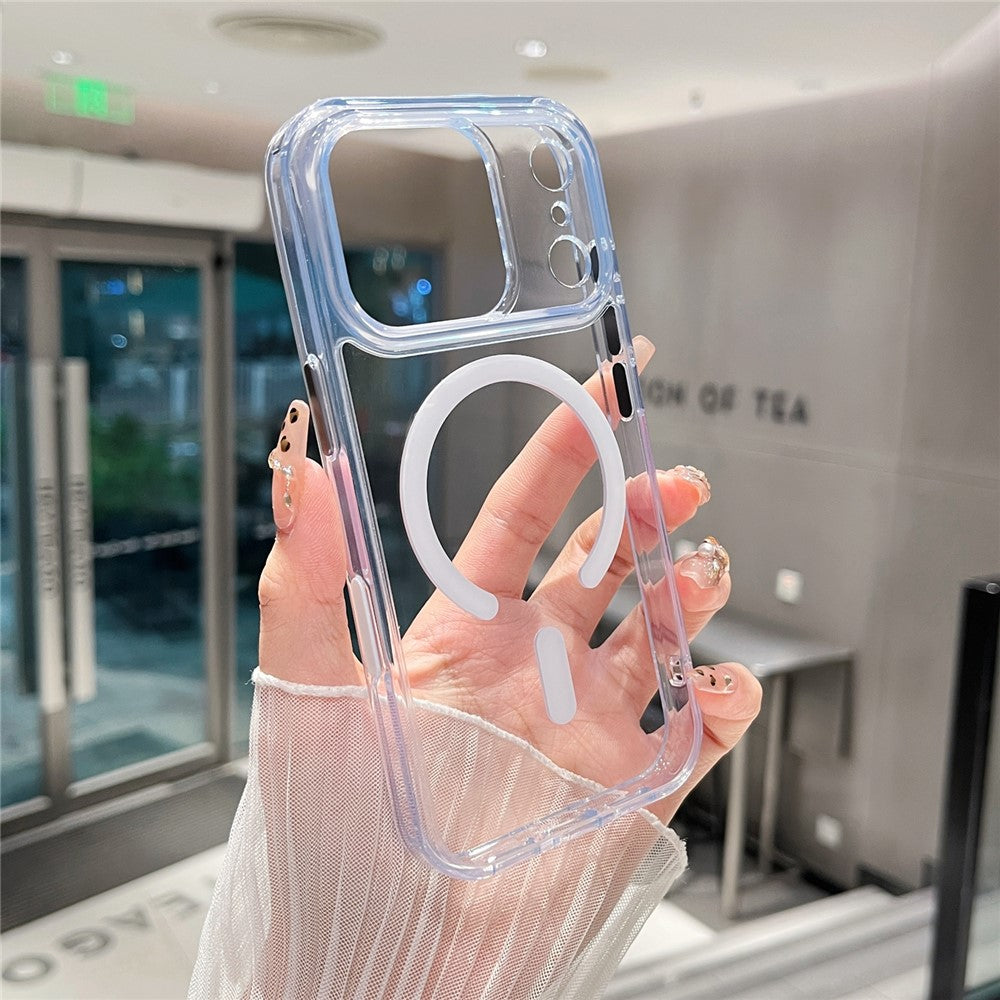 For iPhone 17 Pro Magnetic Clear Case PC +TPU Hybrid Phone Cover Compatible with MagSafe