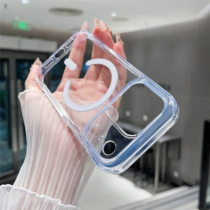 For iPhone 17 Pro Magnetic Clear Case PC +TPU Hybrid Phone Cover Compatible with MagSafe